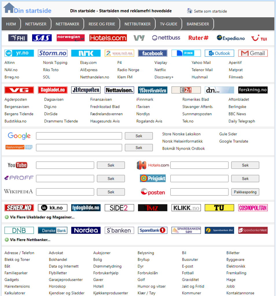 Skjermdump fra Dinstartside.no