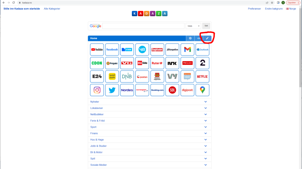 Skjermbilde fra Kadaza.no