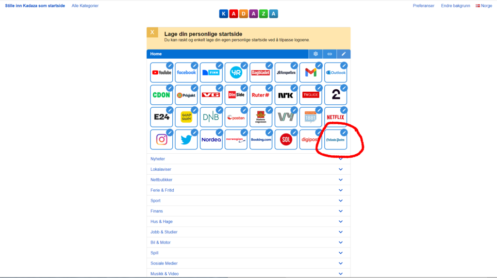 Skjermbilde fra Kadaza.no