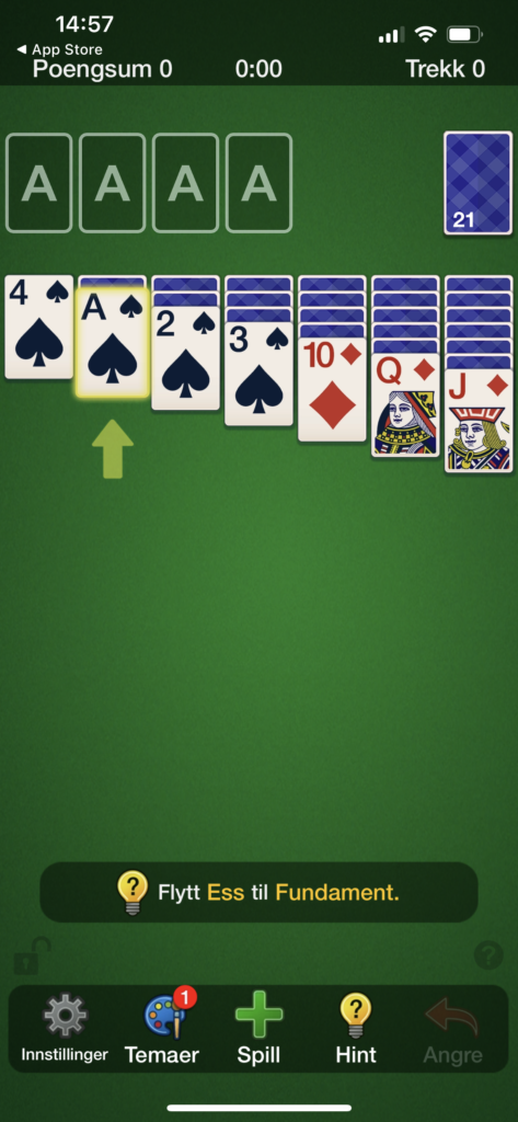 Skjermbilde av kabal