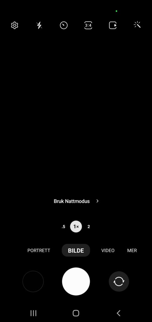 Skjermdump av mobil i natt-modus