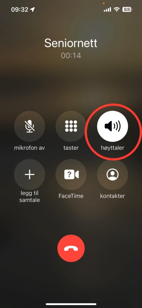 Skjermdump av iPhoneskjerm i samtale