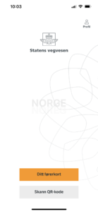 Skjermdump av førerkort-appen