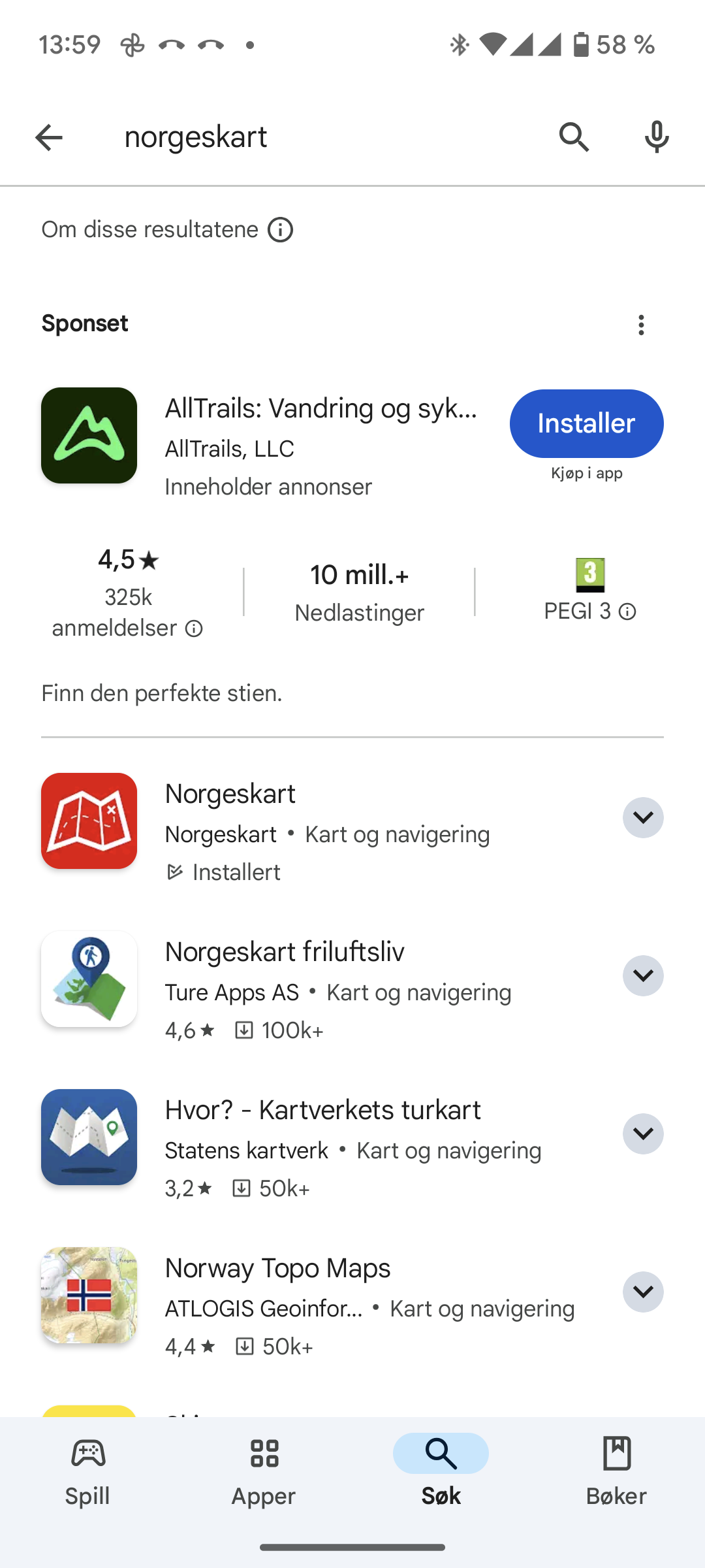 Søker etter norgeskart