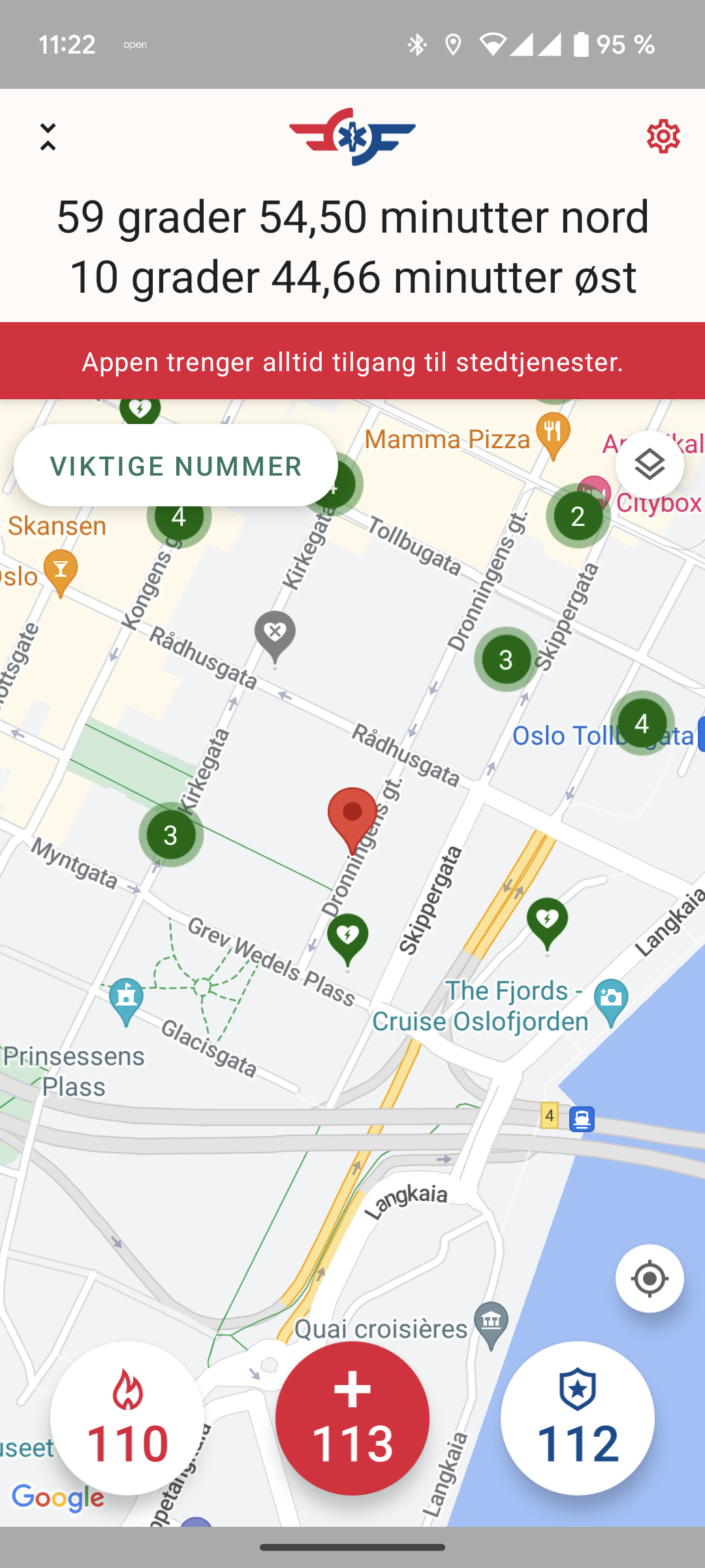 Viser hjertestartere i nærheten