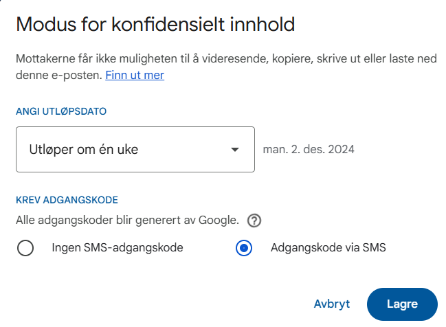 Modus for konfidensielt innhold