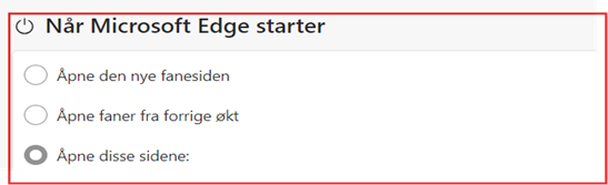 Alternativer ved start