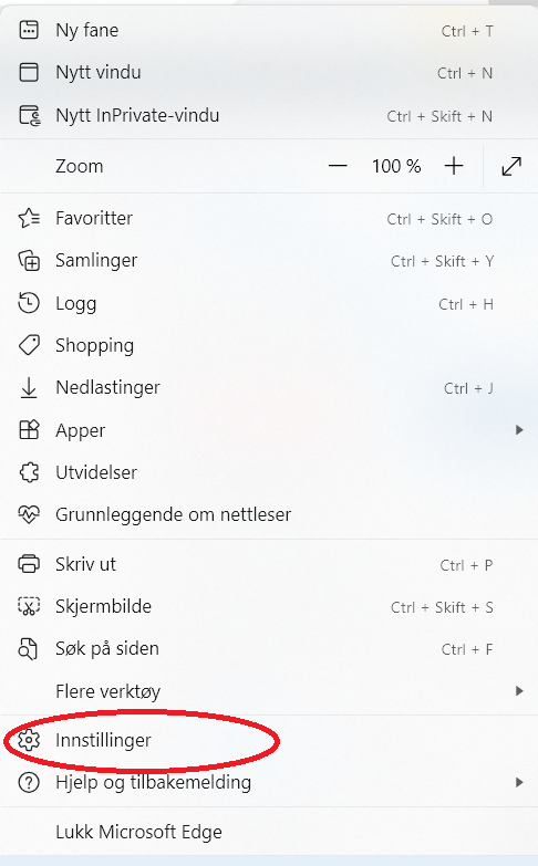 Valg av Innstillinger