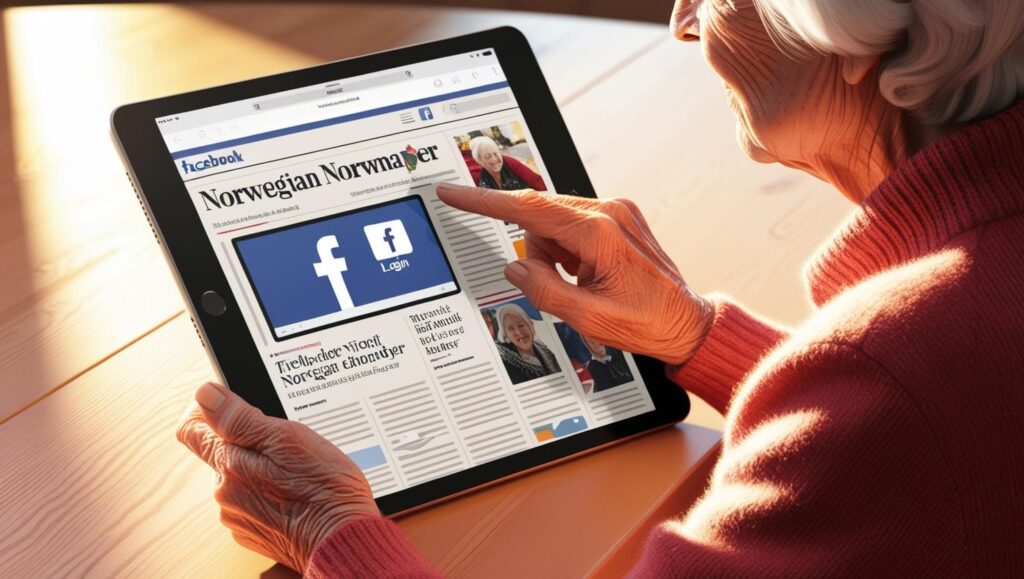 Person med nettbrett og nettavis