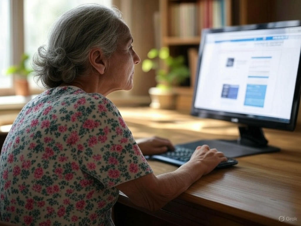 Dame som sitter foran PC