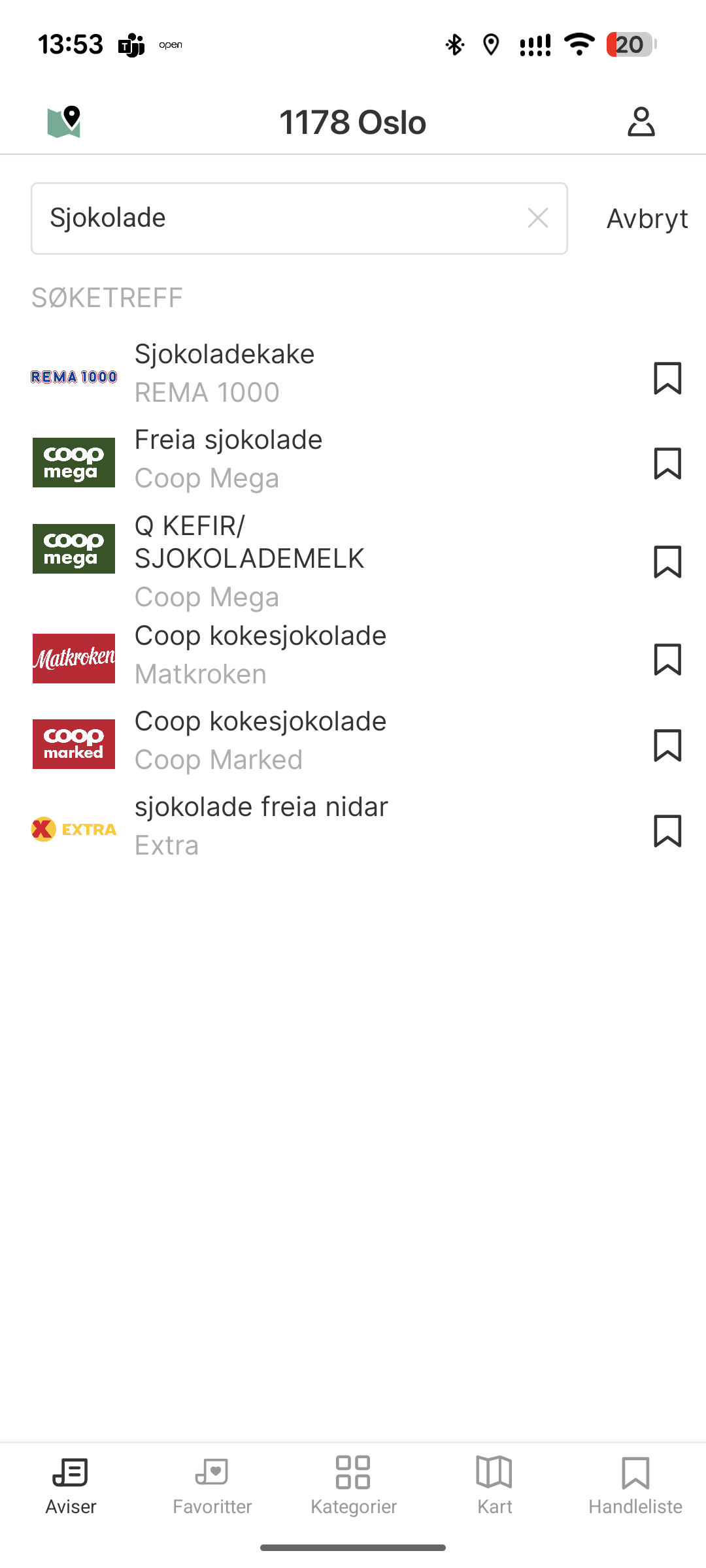 Søk etter sjokolade i alle tilbudsaviser i kategori Dagligvarer