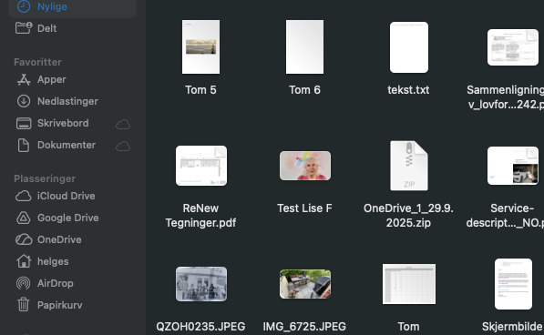 Skjermbilda fra Mac - Finder